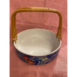 TAKAHASHI ECHO BAMBOO HANDLED PORCELAIN BASKET